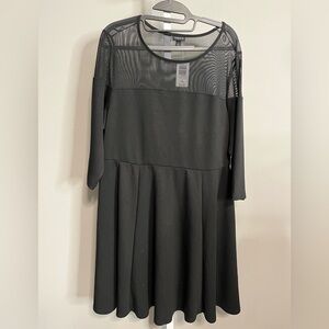 Torrid Elegant Black 3/4 Long Sleeve Dress with Sheer Detail